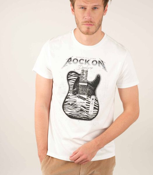 ROCKON - T-shirt met geribde hals in katoenjersey