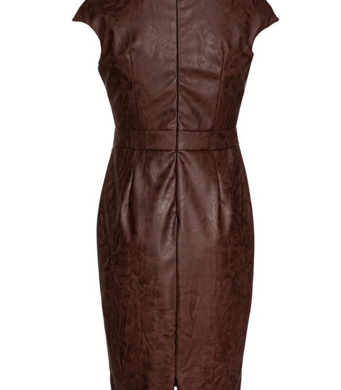 Chocoladebruine jurk van imitatieleer image number 2