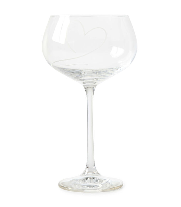 witte wijnglas met gegraveerd hart - With Love - Transparant - 550ml image number 2