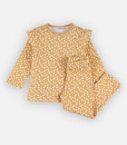 Jersey 2-delige pyjama met bloemetjes, mosterdgeel image number 0