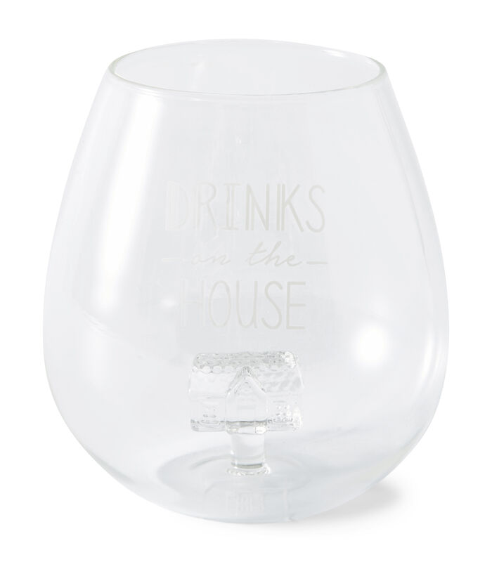 Waterglas gegraveerd tekst, Drinkglas, - Drinks On The House - 611 ml image number 2