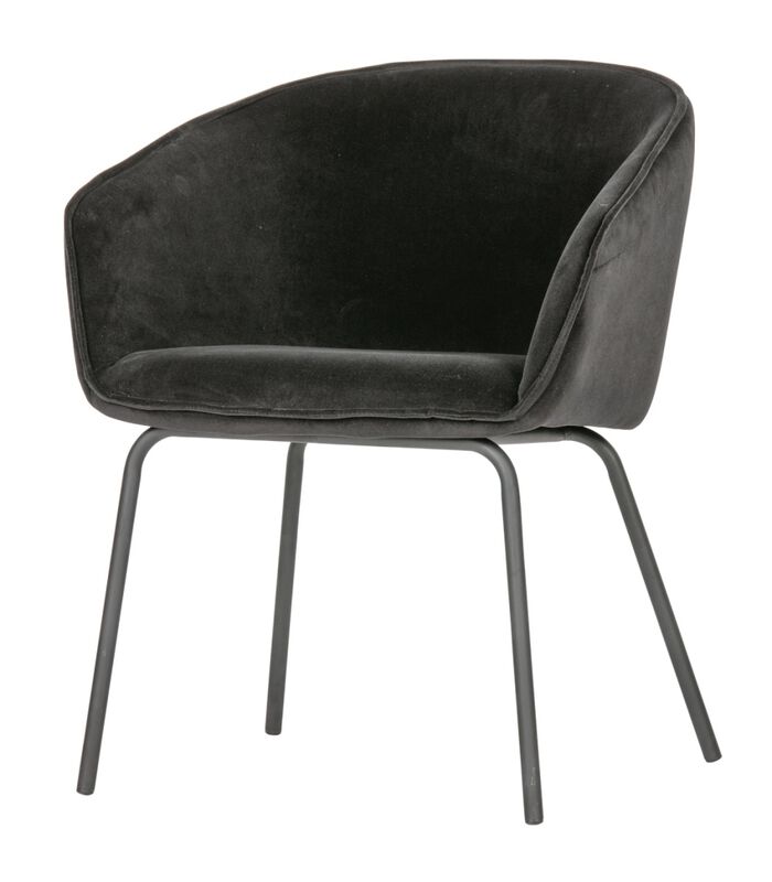 Lot de 2 chaises de table - Velours - Noir - 75x63x62 cm - Sien image number 2