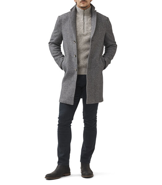 Manteau pardessus droit mi-long en laine et coton Calton Hill