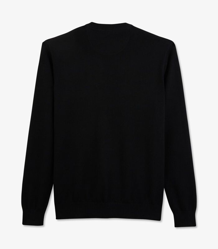 Crew sweater in zwart katoen image number 3