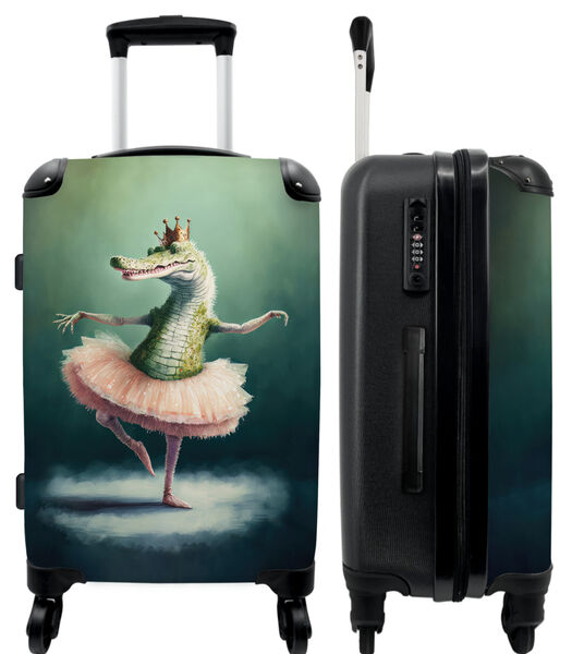 Bagage à main Valise avec 4 roues et serrure TSA (Crocodile - Couronne - Or - Ballet - Portrait)