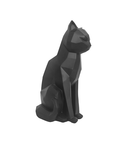 Ornament Origami Cat - Sitting polyresin Mat Zwart - 17x11,8x26,5cm