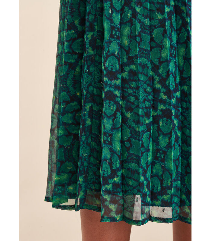 Lange geplooide rok in Tie & Dye gedrukte polyester sluier image number 3