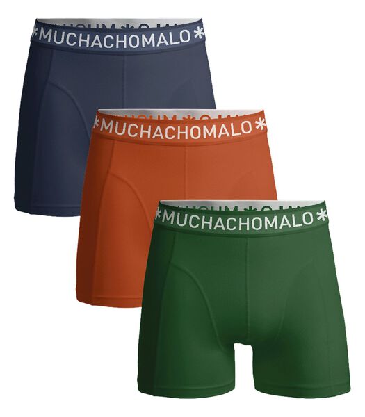 Boxershorts 3-Pack Solid Groen Blauw Oranje