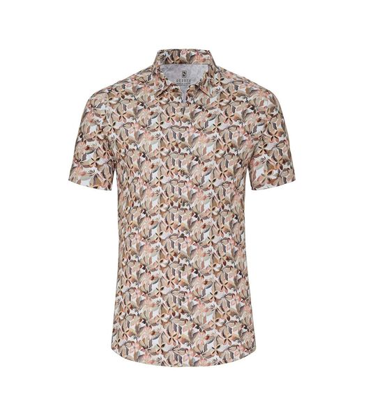 Short Sleeve Jersey Overhemd Print Beige