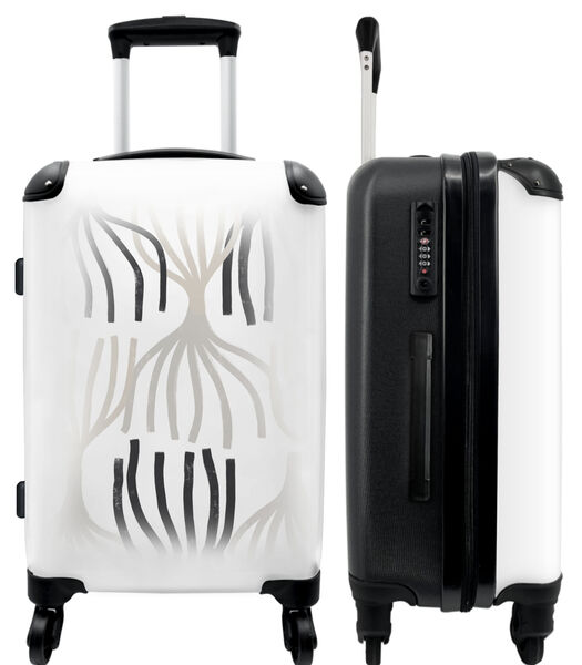 Bagage à main Valise avec 4 roues et serrure TSA (Abstrait - Blanc - Design - Noir)