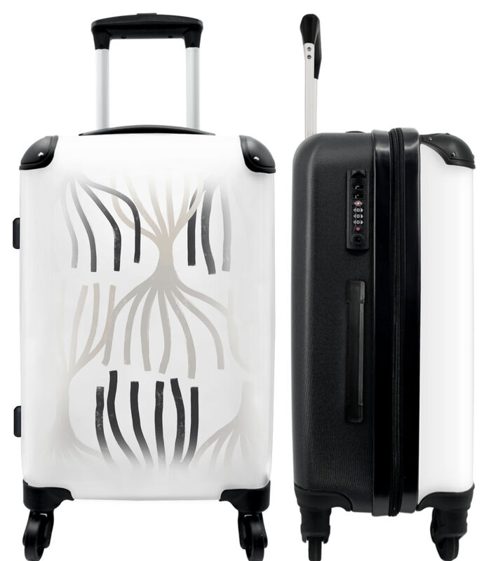 Handbagage Koffer met 4 wielen en TSA slot (Abstract - Wit - Design - Zwart) image number 0