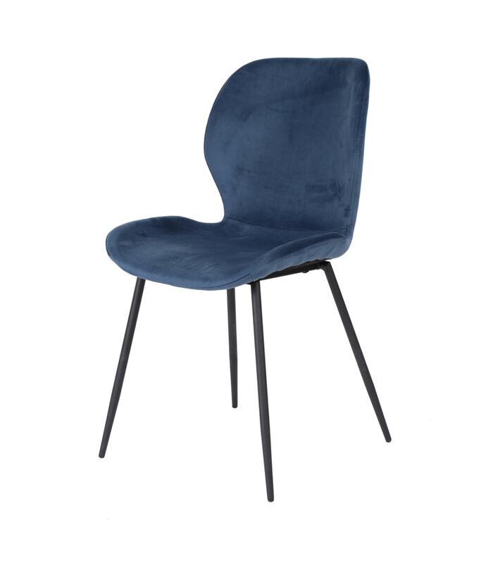 Elegant velvet - Chaises de salle à manger - lot de 4 - velours bleu - pieds en acier tubulaire image number 0