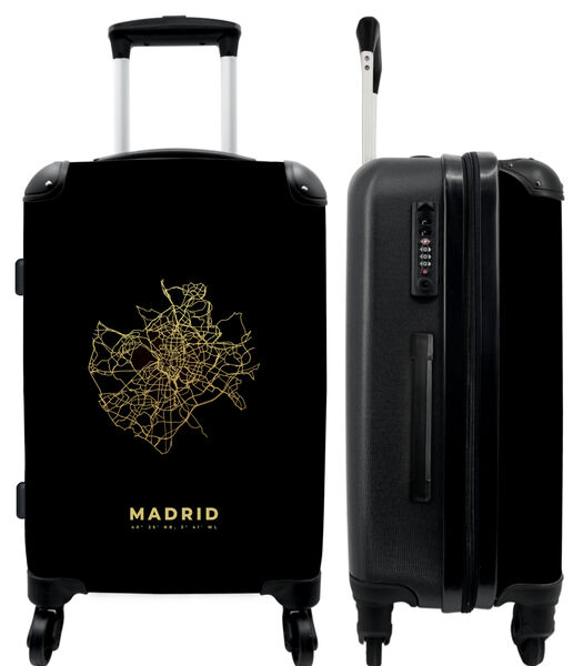 Handbagage Koffer met 4 wielen en TSA slot (Madrid - Goud - Plattegrond - Stadskaart - Kaarten)