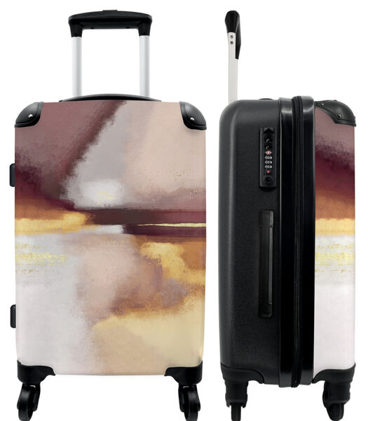 Handbagage Koffer met 4 wielen en TSA slot (Roze - Abstract - Goud - Geel - Kunst)