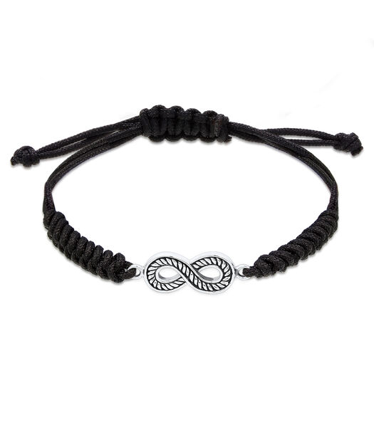 Bracelet Textilband Infinity Symbol Oxidiert 925 Silber