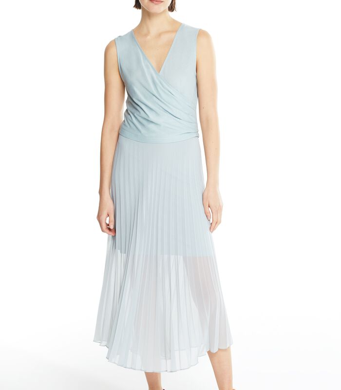 Blauwe lange jurk CONCILIANT in geplooide voile image number 1