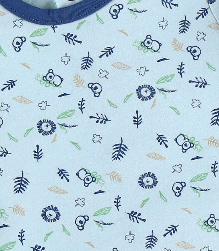 Bio katoenen romper pyjama met prints, lichtblauw image number 2