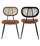 Set van 2 stoelen in riet en roestkleurige lusstof ELENA image number 3