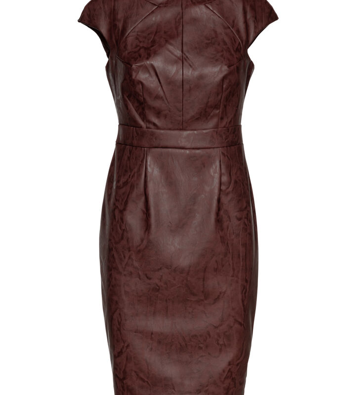 Chocoladebruine jurk van imitatieleer image number 1