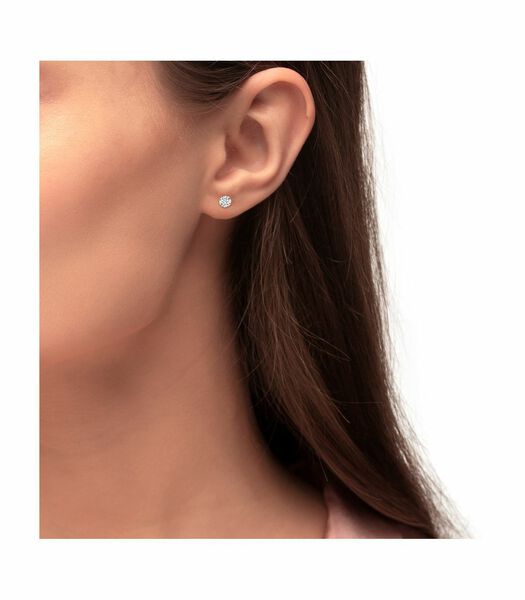 Boucles d'oreilles simples pour dames, or 585, verre cristal