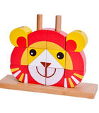 Babyspeelgoed Verticale houten puzzel Leeuw image number 0