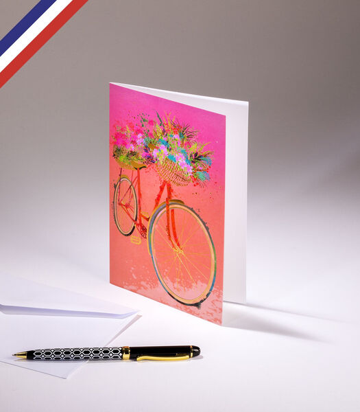 Carte double Carnet de couleurs   - Vélo fleuri