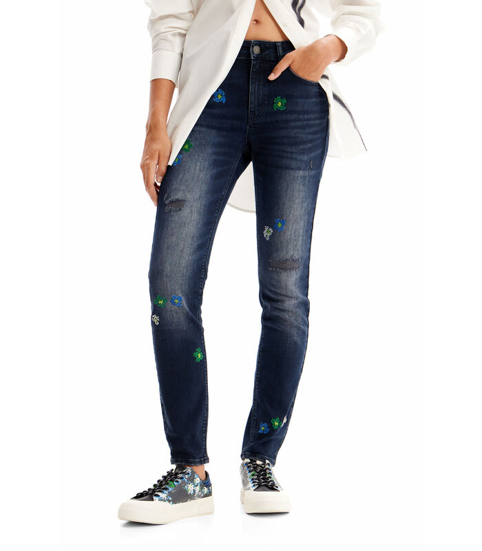 Geborduurde skinny jeans voor dames Push-up image number 1