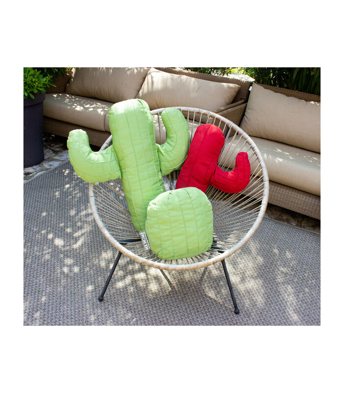 Lot de 3 coussins extérieur cactus vert et rouge image number 1