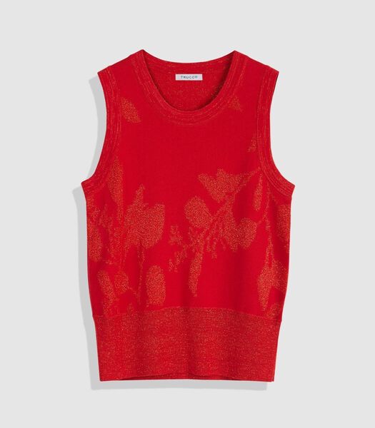 Jacquard Jersey Top Middel Rood
