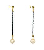 Boucles d'Oreilles Longues Perles Baroques Onyx Noir image number 3