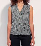 Mouwloze bedrukte blouse katoen linnen ROSA image number 0