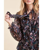 Grote blouse met bloemrijke print in viscose en zijden sluier image number 3