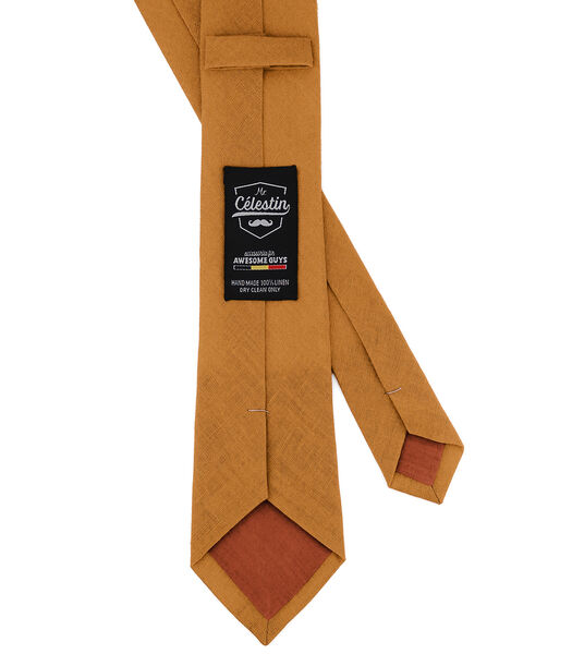 Cravate en lin brun caramel - RANCH - Fabriquée à la main
