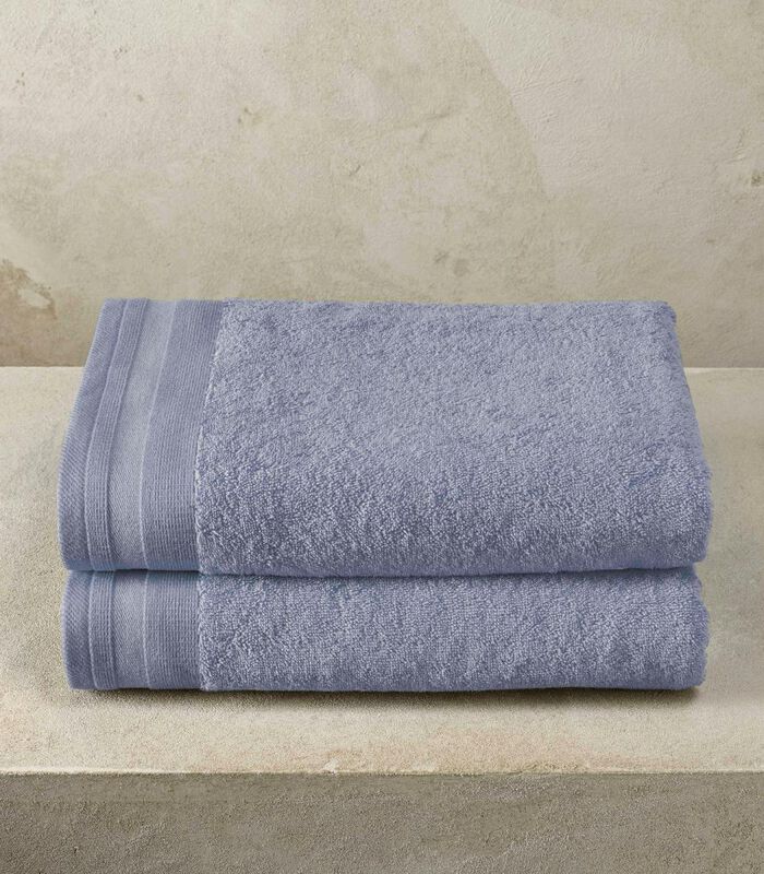 2 serviettes de bains Contessa stone blue image number 2