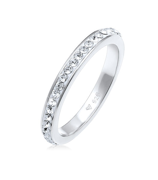 Ring Dames Bandring Sprankelend Elegant Met Kristallen In Verguld 925 Sterling Zilver