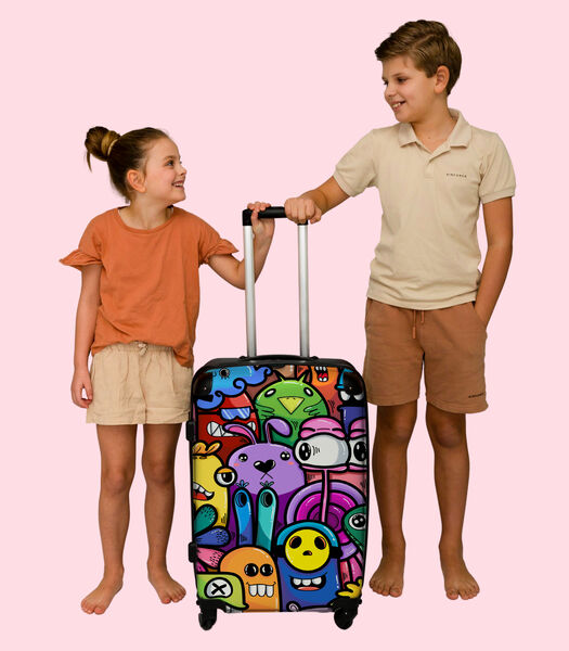 Handbagage Koffer met 4 wielen en TSA slot (Monster - Bloemen - Regenboog - Design - Grappig)