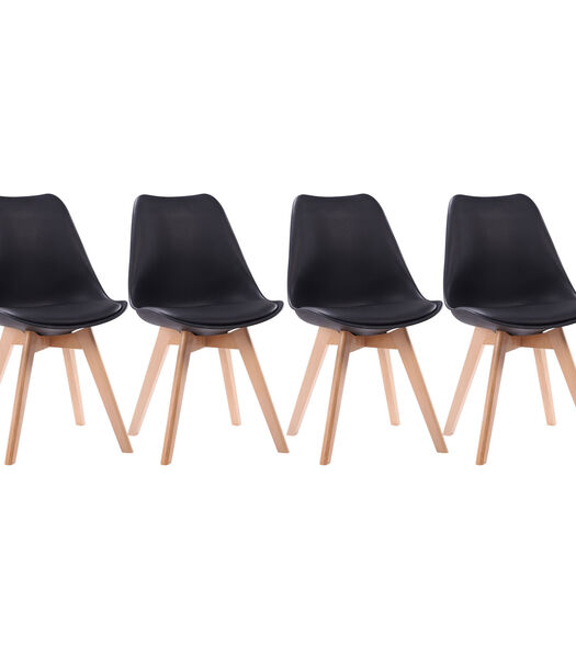 Lot de 4 chaises scandinaves NORA noires avec coussin