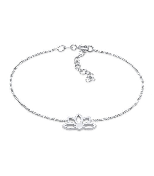Bracelet Femmes Pendentif Fleur De Lotus Spirituel En Argent Massif 925