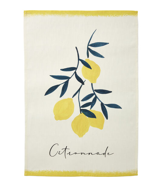 Citronnade - Theedoek met print in halflinnen 50 x 75 cm