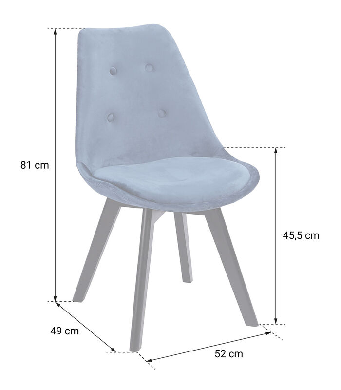 Set van 2 blauwe NORA fluwelen stoelen met kussen image number 4