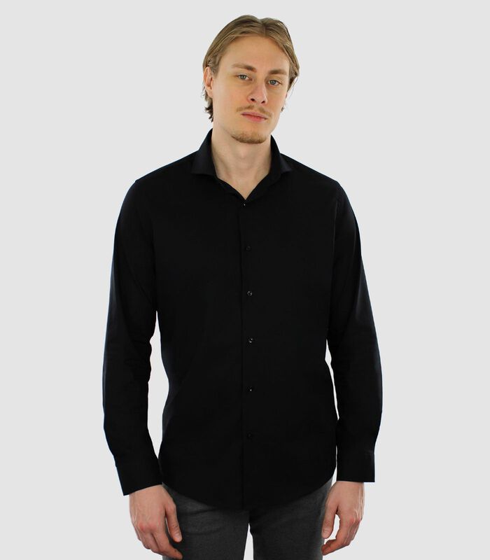 Strijkvrij Overhemd - Zwart - Slim Fit - Excellent Katoen - Heren image number 0