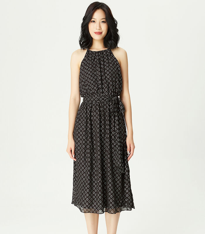 Chiffon -jurk met ketting en polka dot print image number 2