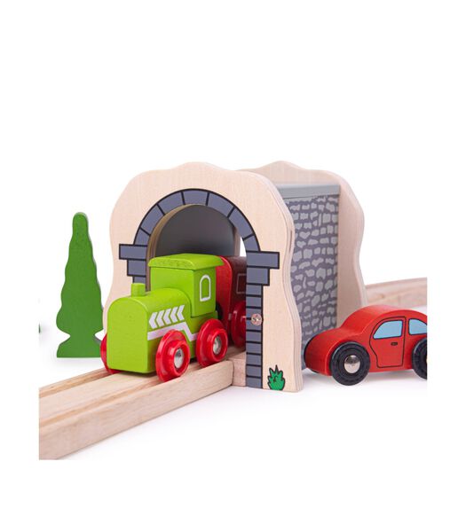 Bigjigs Wooden Train Tunnel Stone Feature - Gris