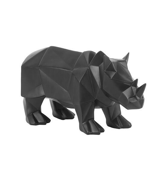 Ornament Origami Rhino - Polyresin Mat Zwart - 29,5x11,6x14,5cm