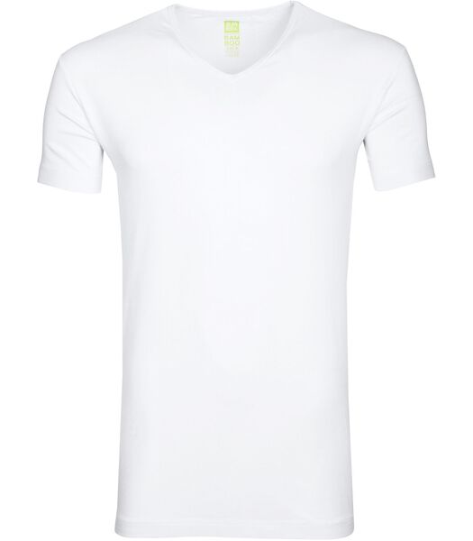 Alan Red T-Shirt Col-V Bambou Blanc