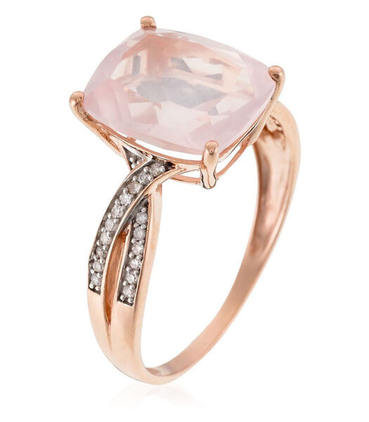Ring 'Pink Power Quartz' rosegoud en diamanten