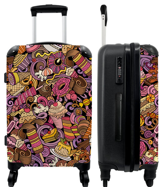 Handbagage Koffer met 4 wielen en TSA slot (Eten - Taart - Patronen - Design - Donut)