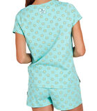 Pyjamashort t-shirt Hello Summer Santoro blauw image number 1