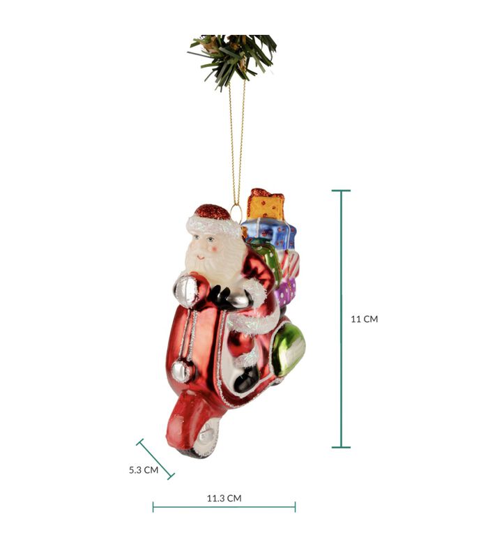 Boule de Noël  Père Noël sur Scooter 11 cm image number 3