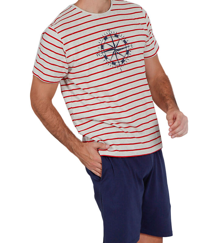 Pyjama short t-shirt Brujula rouge image number 2